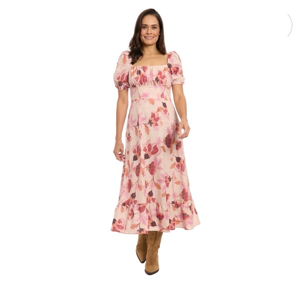 London Times Dresses & Skirts - LONDON TIMES Women’s Floral Puff Sleeve Empire Waist Midi Dress. Size 10